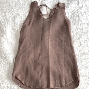 Mocha Knit Tank w/ Tie Detail @ the Back